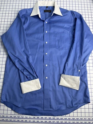 Donald J Trump Signature Collection Dress Shirt Size 16  32/33 Blue French Cuff - Image 1 of 4