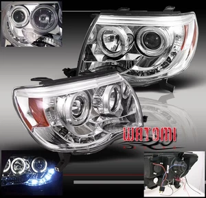 05-11 TOYOTA TACOMA TWIN HALO DRL LED PROJECTOR HEADLIGHT LAMP JDM CHROME PICKUP - Bild 1 von 1