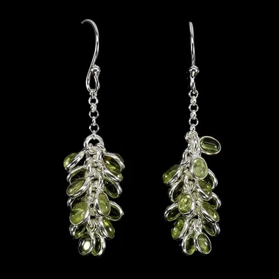 925 Sterling Silver Earrings Oval Peridot 4x3mm Natural Gemstone Jewelry - Image 1 of 4