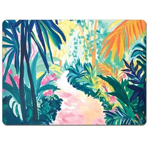 Paquete de 4 manteles de cartón duro de jardín brillantes con respaldo protector de corcho - Imagen 1 de 7