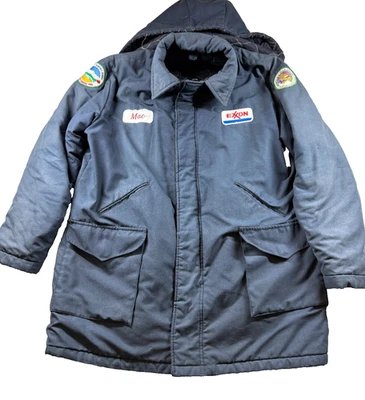 Vtg Exxon Quilted Mechanic Work Jacket XL – Patched Mac Name Marathon Jamboree - Image 1 of 4
