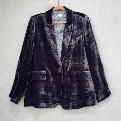 Blazer Sundance Mujer 12 Índigo Terciopelo Floral Forrado Muesca Solapa Chaqueta 1 Botón Foto 1 de 4