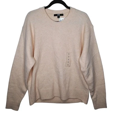 Uniqlo Women's Souffle Yarn Crewneck Sweater Small Pink Wool Blend Cozy Relaxed - Image 1 of 4