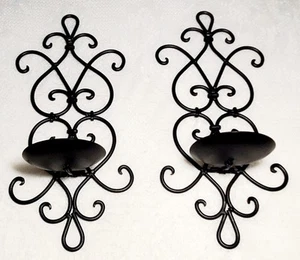 Wandleuchter schwarz Metall hängend Doppel Herzen Schnörkel Gothic klappbar Vintage - Bild 1 von 11