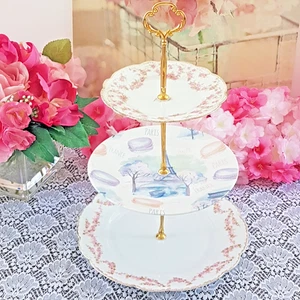 Handmade 3-Tier Cake Stand Parisian Dessert Serving Tray Tea Party Wedding Gift - Picture 1 of 12
