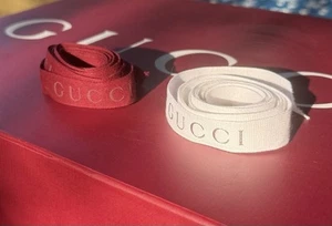 New Authentic GUCCI LOGO MONOGRAMMED Shoelaces Replacement Alternate - Picture 1 of 8