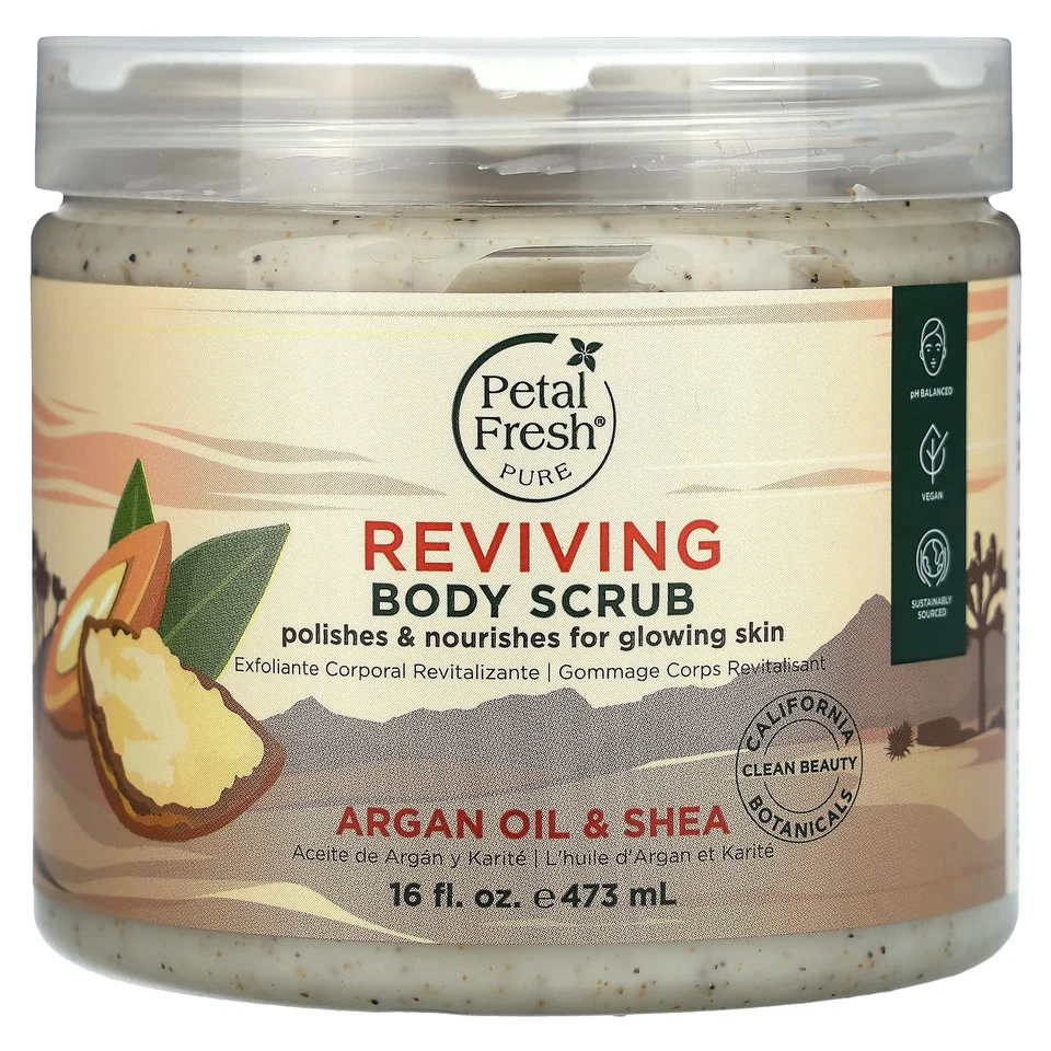 Petal Fresh Pure Argan Oil  Shea Body Scrub 16 oz 473 ml Cruelty-Free, - Image 1 of 3