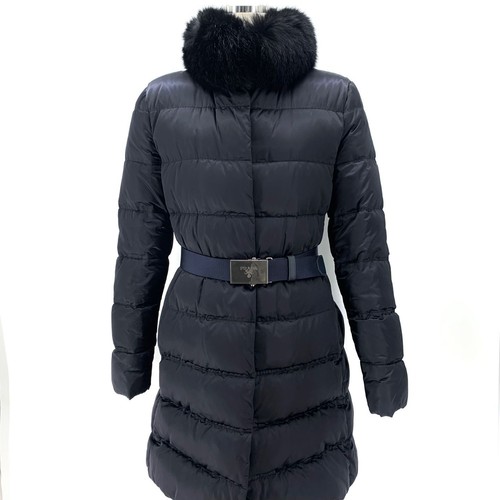 Piumino lungo donna Prada cintura logo 117503363