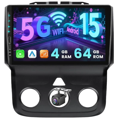 Car Stereo Radio FM 64GB For RAM 1500 2500 3500 2013-2018 Manual AC 4GB Wifi GPS - Image 1 of 4