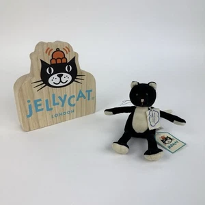 Jellycat kleine Slackajack Katze schwarz mit Etikett Stofftier Plüschtier 4 Zoll nicht mehr produziert selten - Bild 1 von 6