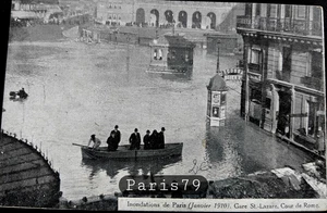 Nr. 79 PARIS ÜBERSCHWEMMUNGEN VON 1910 BAHNHOF ST.-LAZARUS, HOUR DE ROM ungeschrieben - Bild 1 von 2