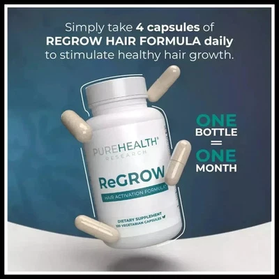 ReGrow Hair Growth Vitamins with Biotin, Hair Supplement by PureHealth Research - Image 1 of 4