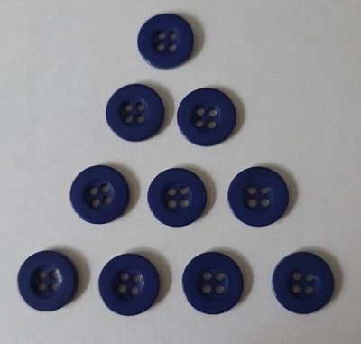 10  Navy Blue Colour Four Hole Round Resin Buttons Size 15mm - Image 1 of 2