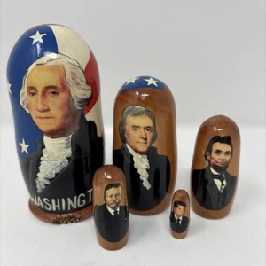 US Presidents Nesting Dolls Washington Jefferson Lincoln Roosevelt Kennedy RARE - Picture 1 of 18