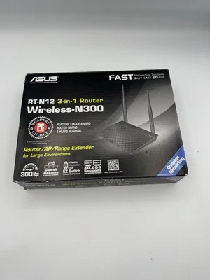 ASUS RT-N12 3-in-1 Router Range Extender Wireless-N300 NEW Open Box - Image 1 of 4