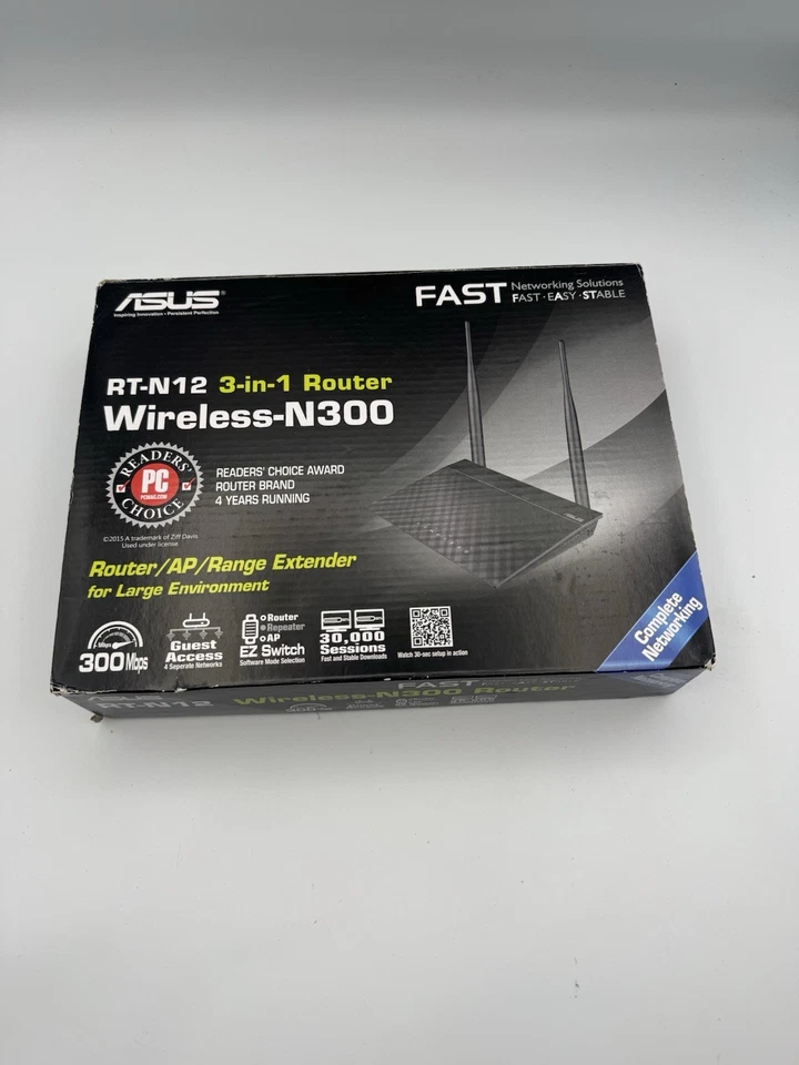 ASUS RT-N12 3-in-1 Router Range Extender Wireless-N300 NEW Open Box - Image 1 of 4