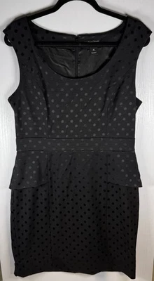 Elegant White House Black Market Jacquard Polka Dot Peplum Sheath Dress- Sz 10 Foto 1 de 4
