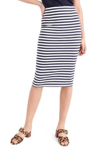J Crew Knit Pencil Skirt in Knit #L7578 Cabo Stripe Navy 4 $78 NWT - Picture 1 of 6