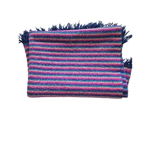 Pendleton Striped Wool Throw Blanket Colorful Knit Fringe Accent Bohemian - Picture 1 of 6