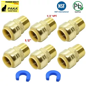 6 PZ ADATTATORI 1/2" PUSH FIT X 1/2" MASCHIO NPT FILETTATI STILE SHARKBITE - SENZA PIOMBO - Foto 1 di 2