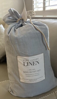 Juego de funda nórdica de lujo puro 100 % lino fino europeo vintage lino king falso nuevo Foto 1 de 4