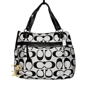 COACH 18979 Poppy Signature Optic Glam Tote Shoulder Bag - Picture 1 of 8