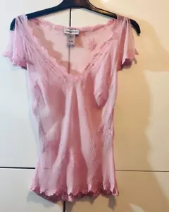 Warehouse Pink 100% Silk Sheer Ladies Women's Shirt Blouse Top Size 10 Summer - Picture 1 of 5