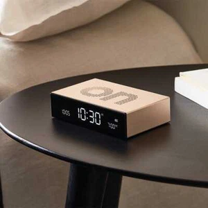 Lexon Flip Premium LCD Alarm Clock New in Box black 7 Gold tone - Imagen 1 de 6