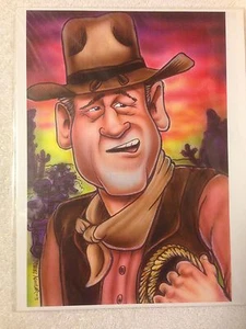 2003 Miguel “Miggy” Aguilar Caricature,John Wayne,The Duke,Color Print 8” x 10” - Picture 1 of 2