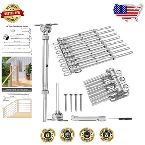 Adjustable Cable Railing Kit: 10 Pairs Stainless Steel for Easy DIY Installation - Picture 1 of 11