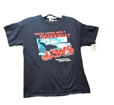 Marthas Vineyard Jaws Shirt Youth Medium Universal Studios Need Bigger Boat Boys - Image 1 of 4