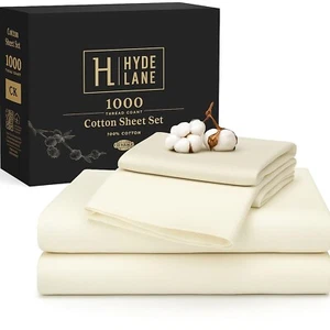 Hyde Lane Lenzuola King - 1000 Fili Cotone di Lusso, Tasca Profonda Adattabile S... - Foto 1 di 7