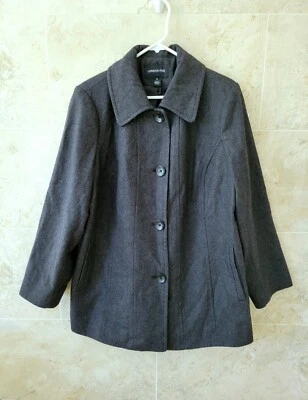 London Fog Size 1X Wool Blend Charcoal Pea Coat Jacket Single Breasted  - Image 1 of 4
