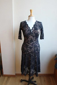 Cabi Stretch lace illusion Sexy Fit Flare Bodycon Midi Dress Gothic Dancing S - Picture 1 of 3