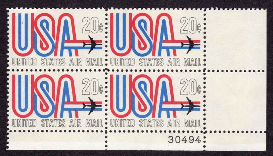 Scott #c75 USA Jet Airmail Plate Block of 4 Stamps - MNH P#30494 LR - Image 1 of 1