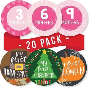 20 Monthly Baby Milestone Stickers Girl - Pink Baby Monthly Milestone... - Picture 1 of 8