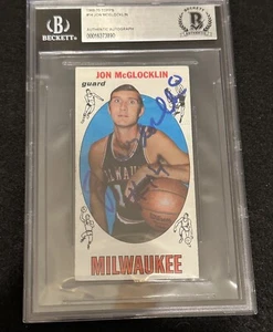 1969 Topps Basketball JON McGLOCKLIN MILWAUKEE BUCKS Autographed Inscribed - Picture 1 of 2