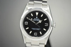 Mens Rolex Explorer I Stainless Steel Automatic Black Dial Watch D Serial 114270 - Picture 1 of 12