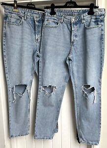 H&M Stone Washed Distressed Boyfriend Jeans UK12 X 2