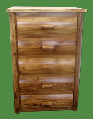 Cómoda de troncos ~ 5 cajones ~ cedro antorchado | madera maciza | cola de milano | Amish hecha en EE. UU. Foto 1 de 3