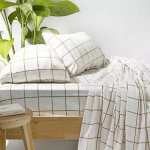 Bambury Carrington Ivory Cotton Flannelette Printed Sheet Set 5 Bed Sizes - Picture 1 of 3