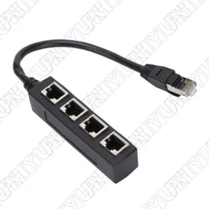 RJ45 Splitter Adapter LAN Ethernet Cable 1 to 4 Way Female Port Connector Plug - Picture 1 of 6