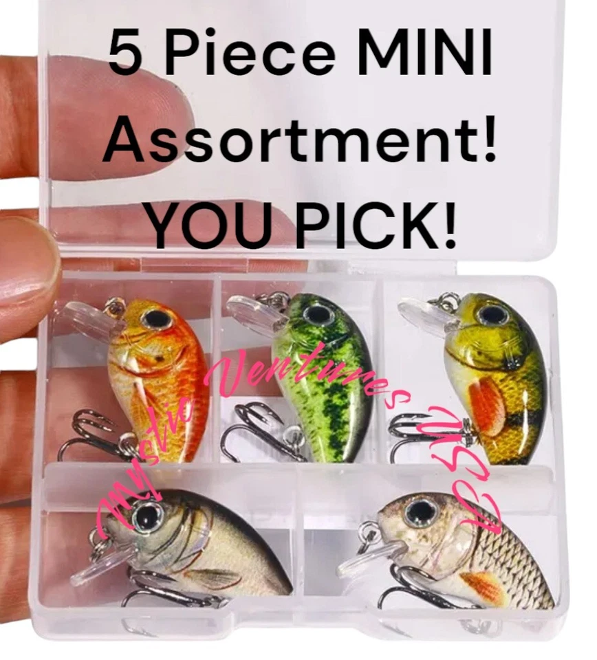 5 CRANKBAIT FISHING LURES with CASE- MICRO SMALL MINI - BRAND NEW - YOU PICK - Image 1 of 1