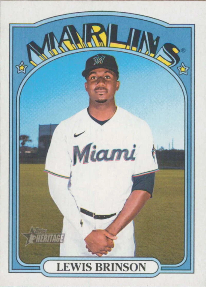 2021 Topps Heritage High Number #708 Lewis Brinson SP Miami Marlins Baseball - Image 1 of 2