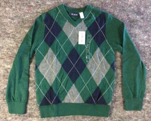 Boys 7-8 Green Blue Long Sleeve V-Neck Sweater Children's Place - Picture 1 of 9