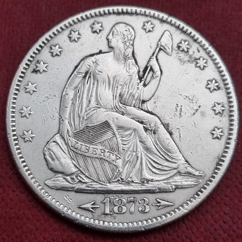 1873 Seated Liberty Half Dollar 50c High Grade AU - UNC Details #58735 Cover