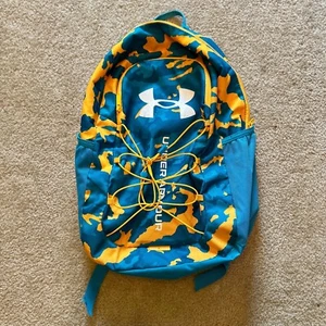 Under Armour UA Storm Hustle Sport Rucksack Blue & Orange Camo - Bild 1 von 2