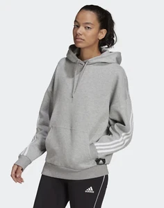 Adidas V7909 Mujer Gris Ropa Deportiva 3 Rayas Sudadera con Capucha Talla M - Imagen 1 de 4