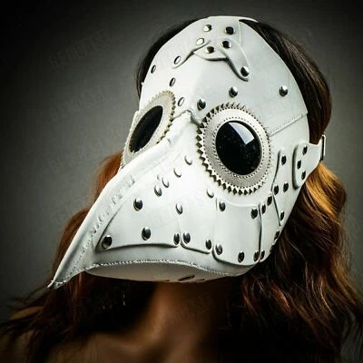 Plague Doctor Death Doctor Mascarada Veneciana Máscara Nariz de Pájaro Máscara Blanca Fiesta Máscara Foto 1 de 4