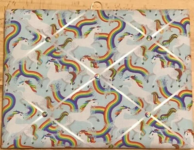 French Bulletin Board Photo Memo Blue Unicorn Rainbow Print 11.8 x 15.7 inches - Image 1 of 3